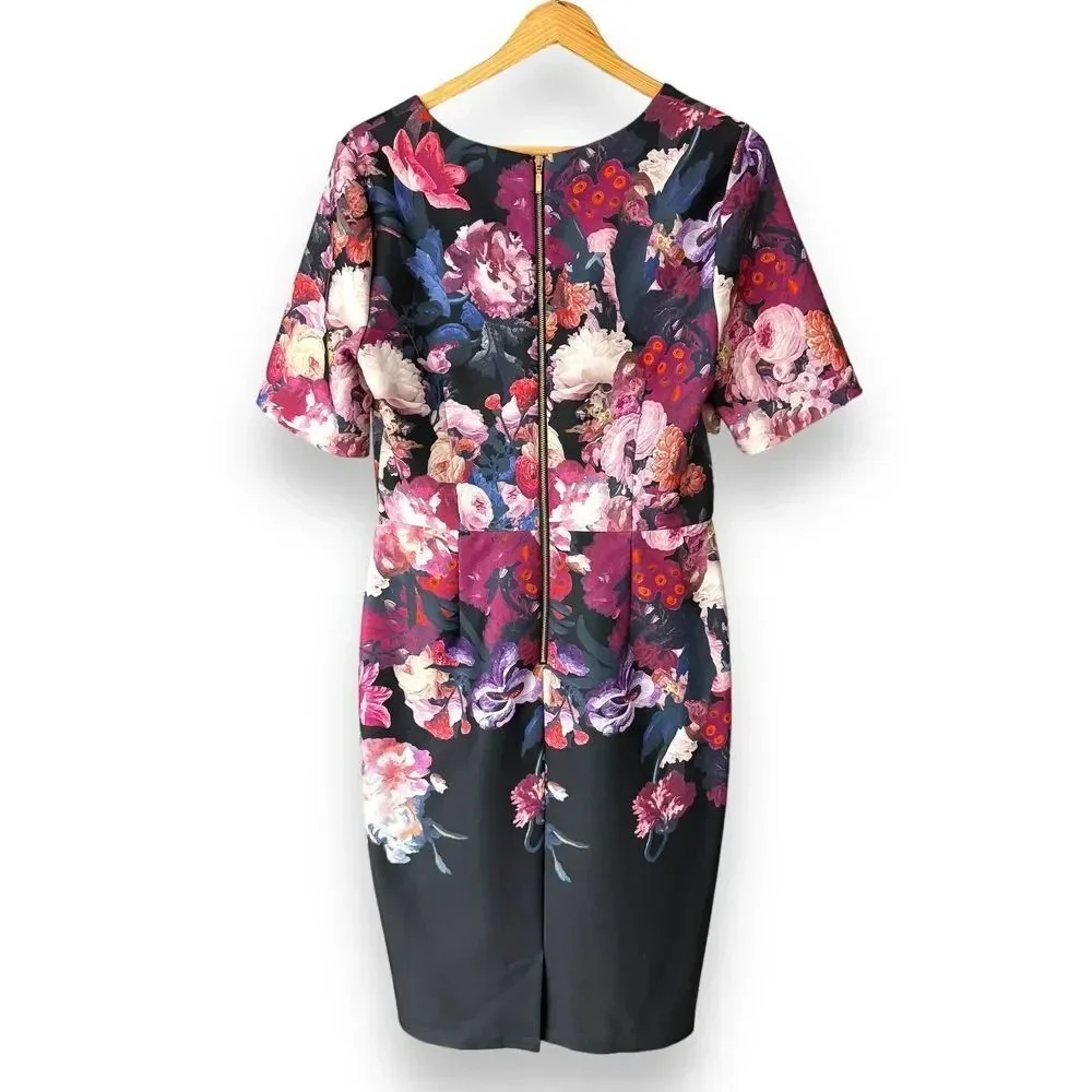 Adrianna Papell Floral Printed‎ Scuba Sheath Dress ( Size 10) - Picture 4 of 12